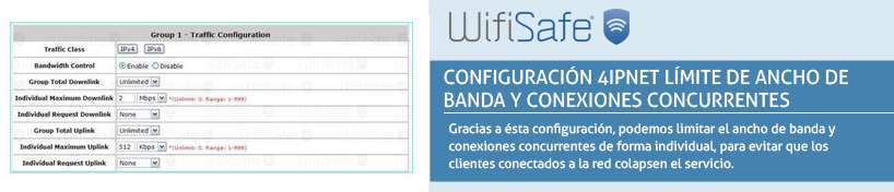 Configuración 4ipnet límite de ancho de banda y conexiones concurrentes