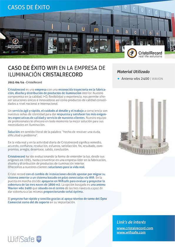 Caso de éxito WIFI en la empresa de iluminación Cristal Record