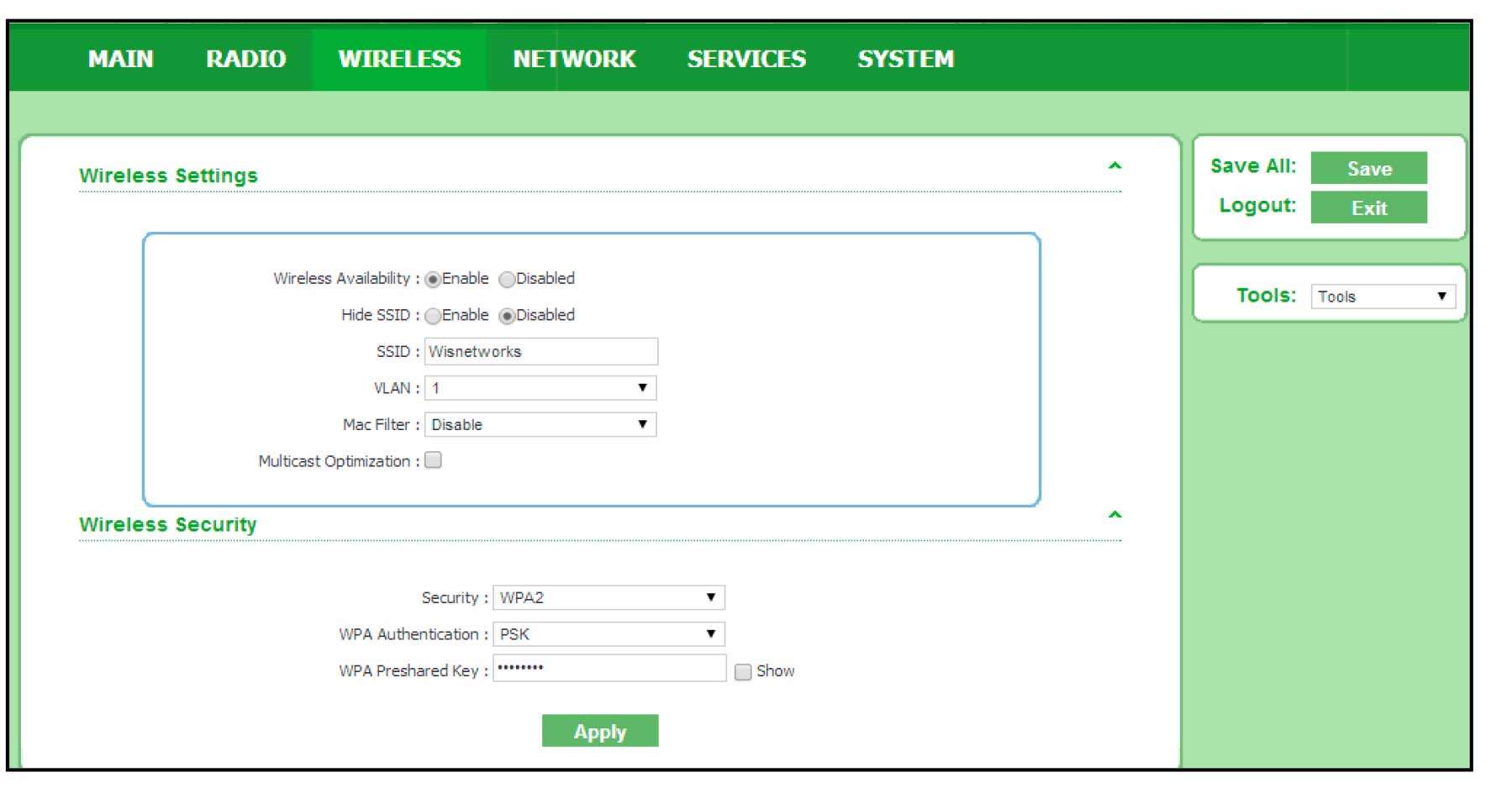 Configuración de VLAN's (Múltiple SSID con marcado VLAN) con equipos Wisnetworks en modo /><br /><img src=