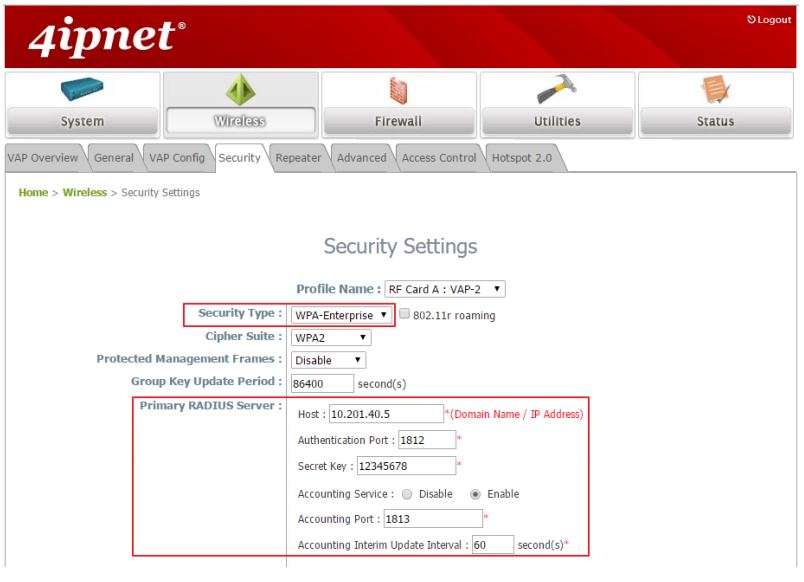 Configuración de seguridad