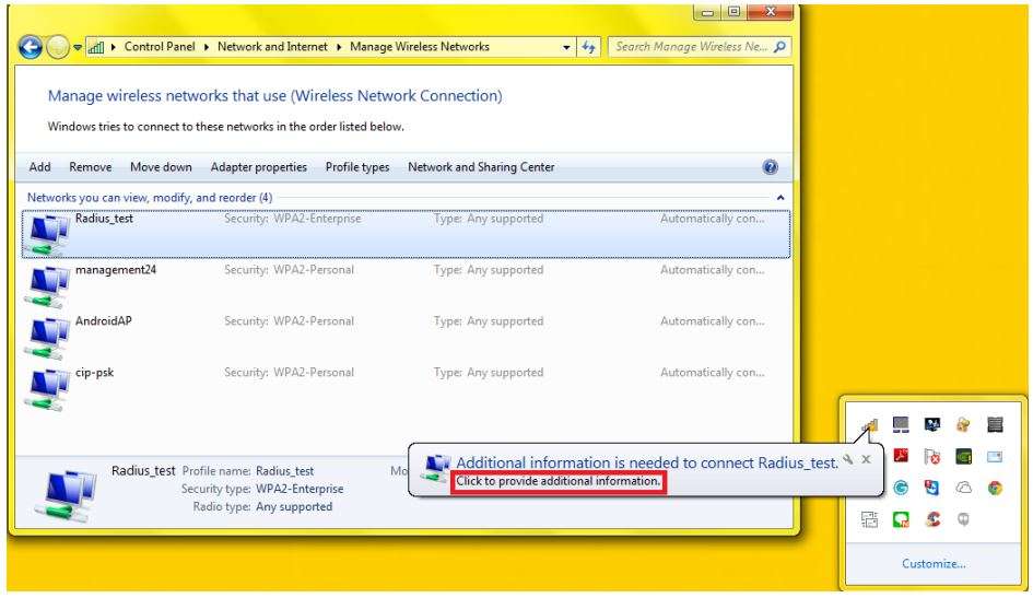 Se necesita información adicional para conectar RADIUS_Test