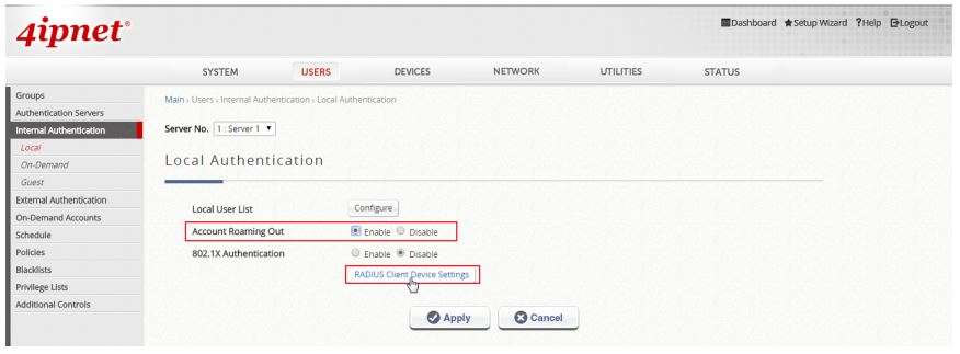 función "Roaming Out" de la cuenta
