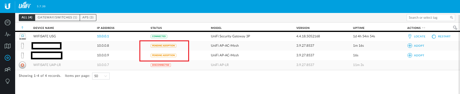 Aparecerán en el controller como “Pending Adoption”