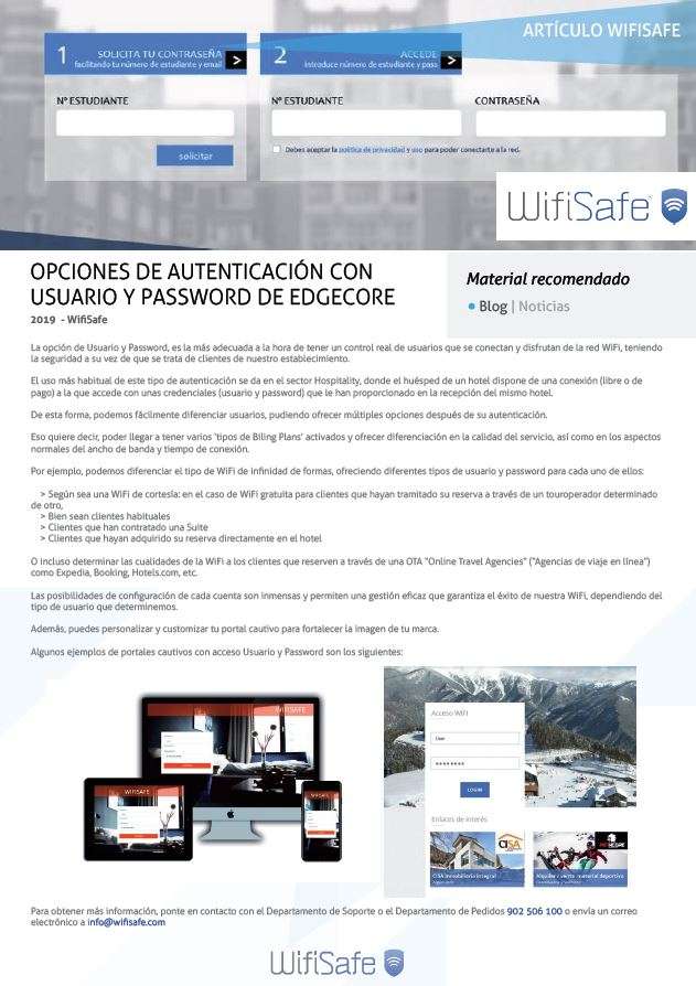 Opciones de autenticación con Usuario y Password de EdgeCore Networks
