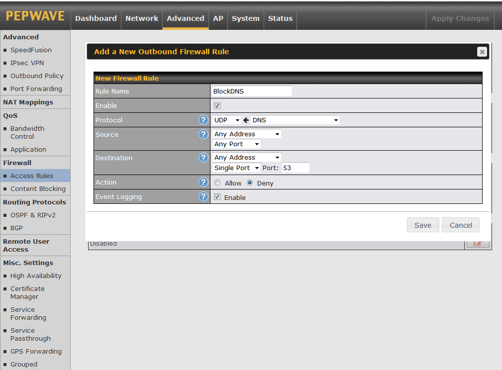 activaremos la opción de “event logging”