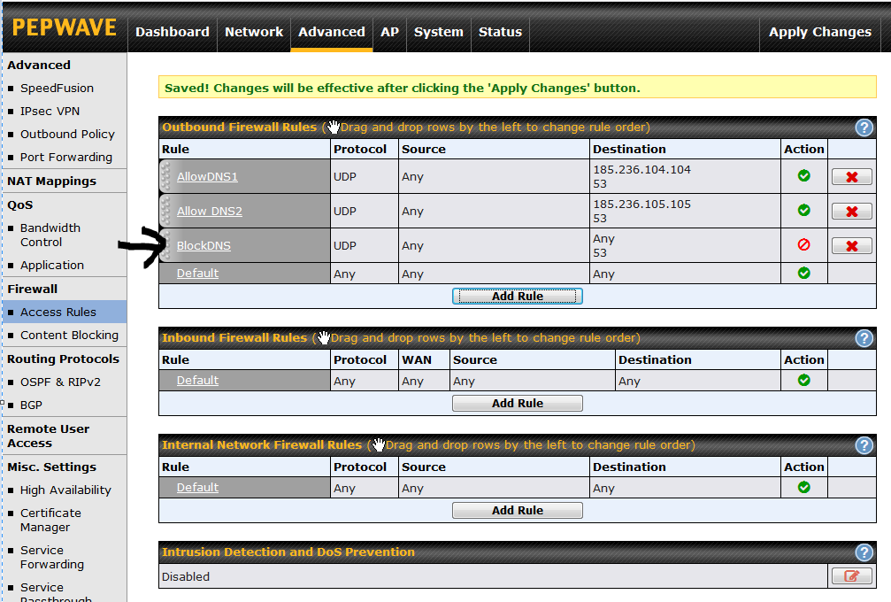 WifiCLOUD Ordenar Reglas