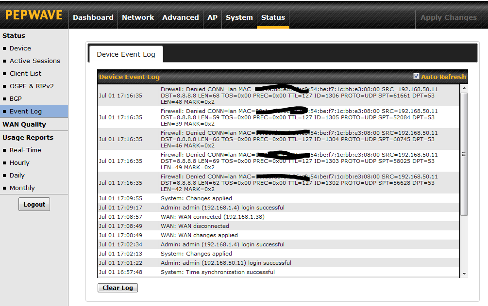 Aplicando Regla Bloqueo wificlud