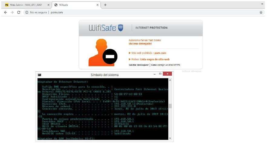 mensaje al entrar en una web bloqueada
