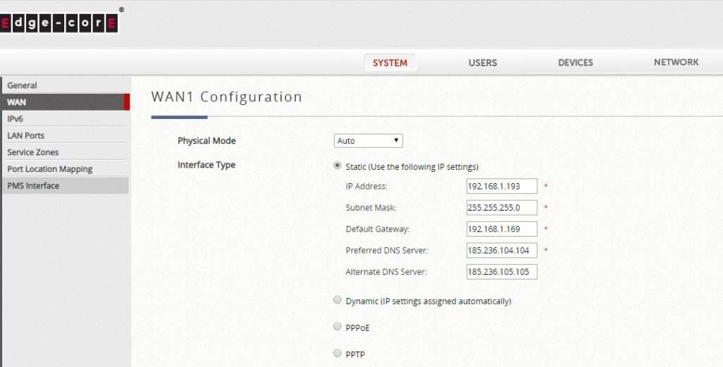 configurado las DNS de WifiCloud en la WAN del equipo
